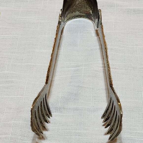 Vintage Silverplated Ice Tongs Sugar Cube Tongs Scrollwork & 6 Claw Bird Feet 7' - Picture 5 of 16
